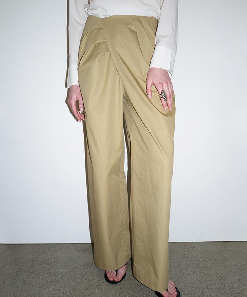 Deolum Asymmetry Wrap Trousers_Beige