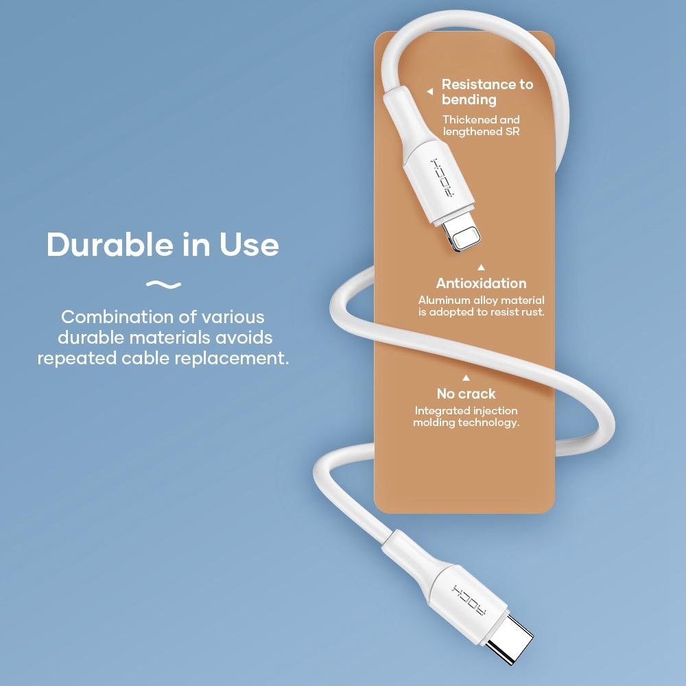 ROCK 20W PD USB C Cable For iPhone 12 Mini Pro Max Fast Charge USB C To Lighting Cable Data Wire Cord Phone Charger Type C Cable