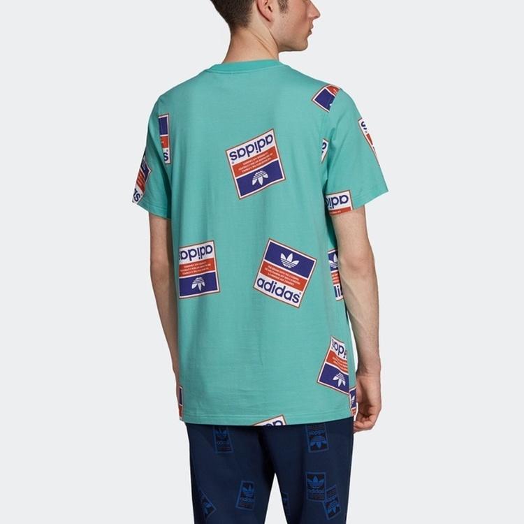 adidas originals Printing Round Neck Short Sleeve Green Men's DV2073