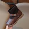 2024 New Girls Flat Heel Low with Foot Covering Non Slip Soft Bottom Winter Microfiber Leather Casual Boots  boys shoes