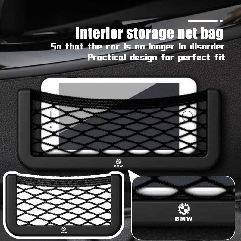 Car Storage Net Pocket Mesh Bag Organizer Elastic Flexible Bag For BMW M Performance E36 E46 E60 E90 E91 E92 E93 F30 F20 pdcr06
