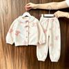 Boys Girls Winter Fleece Lined Cardigan Pajama Set Toddler Baby Warm Homewear