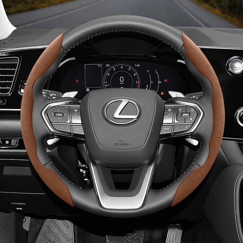 HPE1 Suitable for Lexus Anti-Slip Buckle Segmented Suede Steering Wheel Cover Suitable for Is250 Ct200H Is350 Es300H Rc Is300H Rx Rx450H Hs250H Nx300