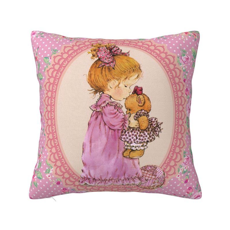 Custom Luxury Cute Sarah Kay Cushion Cover Velvet Cartoon Throw Pillow Case Living Room Decoration