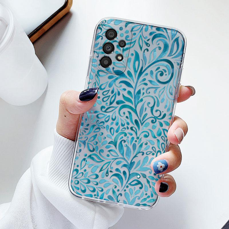 Чехол для телефона Samsung A53 5G A33 Цветочный силиконовый чехол для Samsung Galaxy A73 Fundas Coque Прозрачный мягкий Capas Цветочный ТПУ