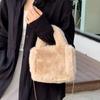Зимняя сумка-шоппер из искусственного меха для женщин, плюшевая сумочка, дизайнерская пушистая шерстяная сумка через плечо, женская меховая сумка-кроссбоди, сумка-мессенджер