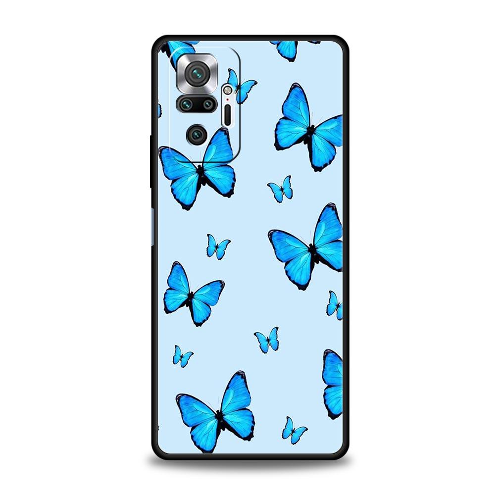 Butterfly Luxury Phone Case For Xiaomi Redmi Note 12 11 10 Pro Plus 9S 9 8 7 9T 8T 9C 9A 5G K40 Gaming Soft Silicone Cover