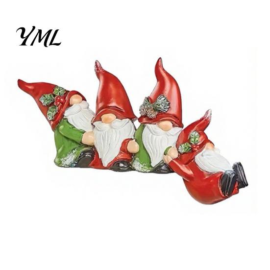 Solid Resin Character Ornaments Christmas Table Edge Sitter Figurine, Tug of War Hanging Decor, Snowman Santa Claus Gnome Shelf Sitters Corner