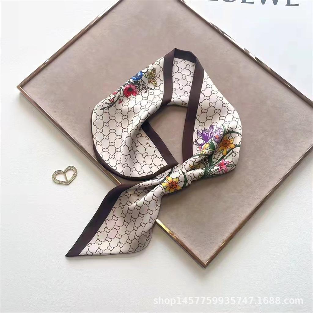 Silk Scarf Small Long Square Scarf Women'S High-End Neck Protection Scarf Professional Matching Shirt Scarf