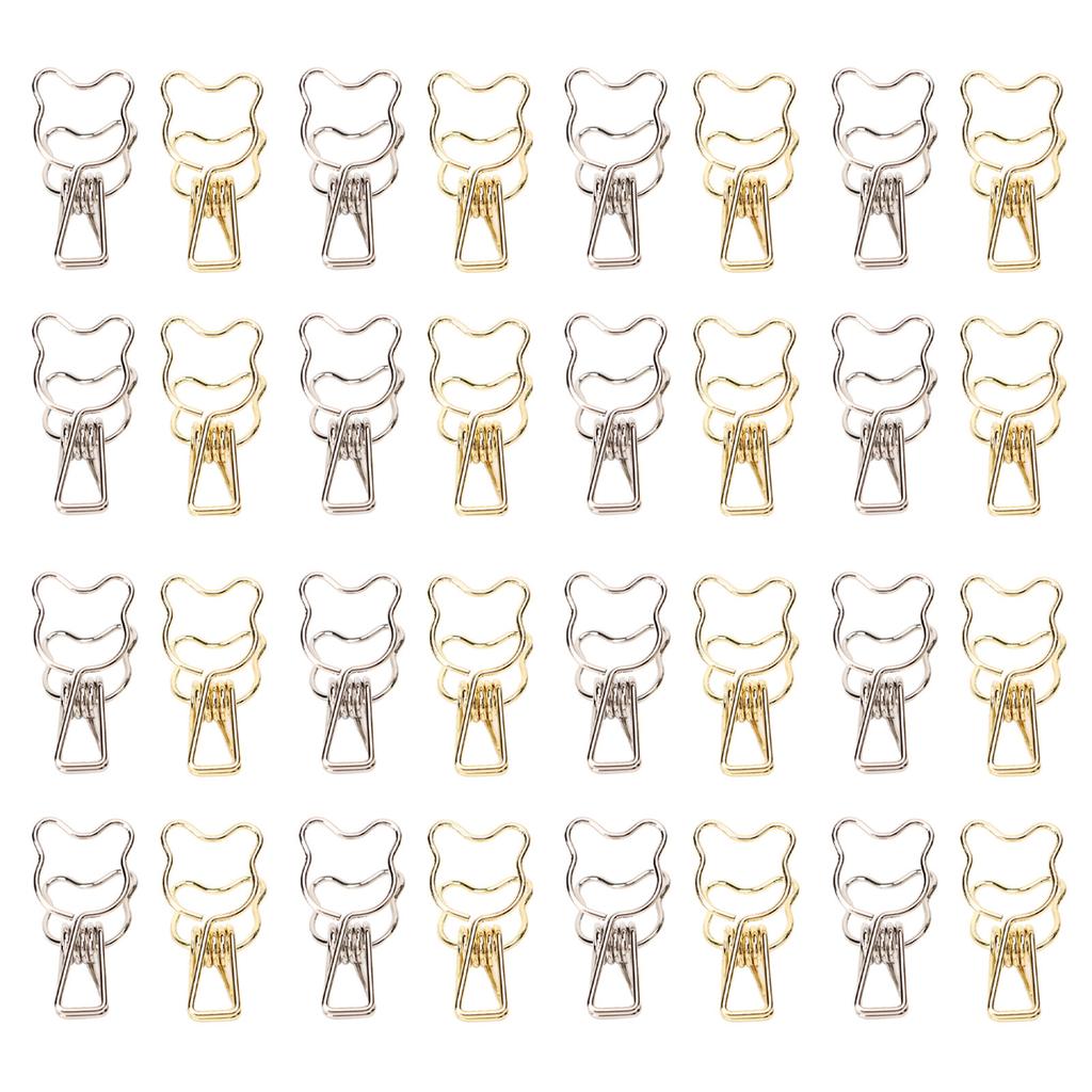 100 шт. клипсы золотые серебряные в форме милого медведя с сильной силой зажима металлические полые длинные хвостовые клипсы