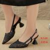 2025 новые французские нишевые темпераментные туфли на среднем каблуке с вырезами, абсолютные детские плетеные босоножки с ремешком на щиколотке и острым носком