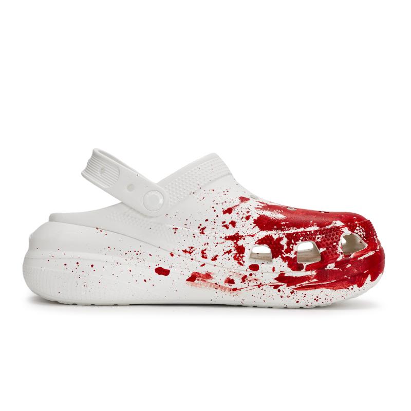 Crocs Crush Clog 811 Место происшествия, расследование, Брызги жидких чернил, Подарочная коробка, Обувь с отверстиями, Унисекс, Белый, Красный