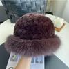 Женская зимняя теплая шапка из натурального меха кролика Рекс, элегантные женские шапки-бомберы, модные шапки из натурального меха лисы, вязаные шапки-бини