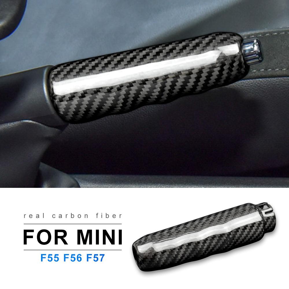 Real Hard Carbon Fiber Interior Car Hand Brake Grip Covers Trim for Mini Cooper F55 Hardtop F57 F56 Hatchback Accessories