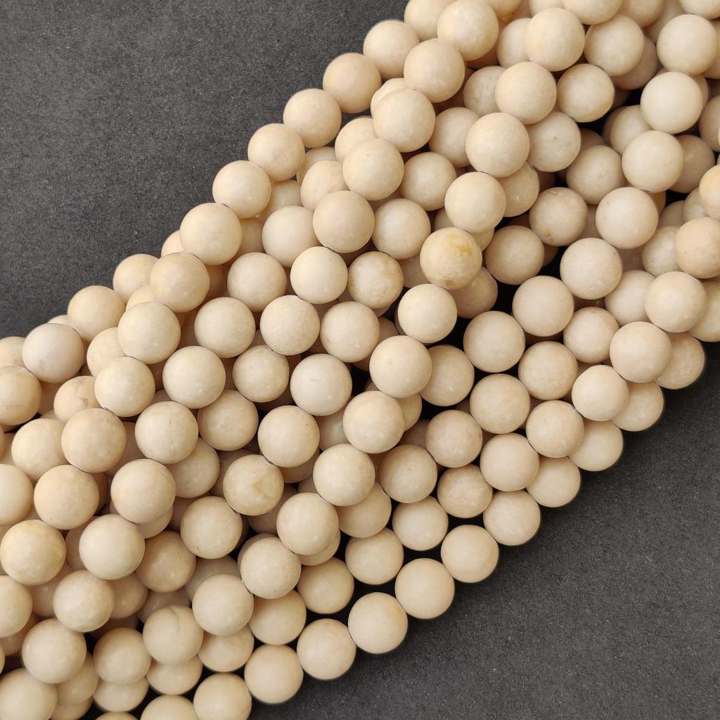 Natural Matt Fossil Jasper River Stone Beads, 6mm 8mm 10mm Size Beads, Tan Beige Cream Beads, 14-15 Inch Strands Beads.