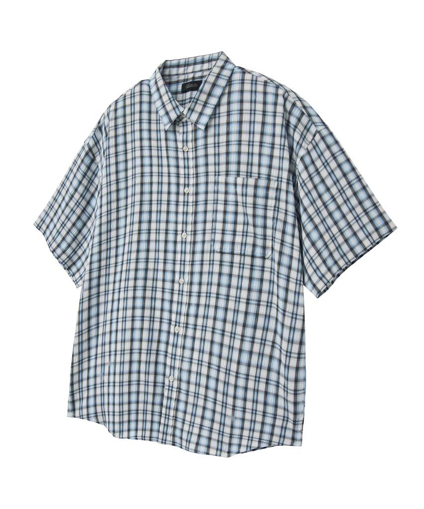 LXT Seersucker Check Oversized Short Sleeve Shirt [Blue]