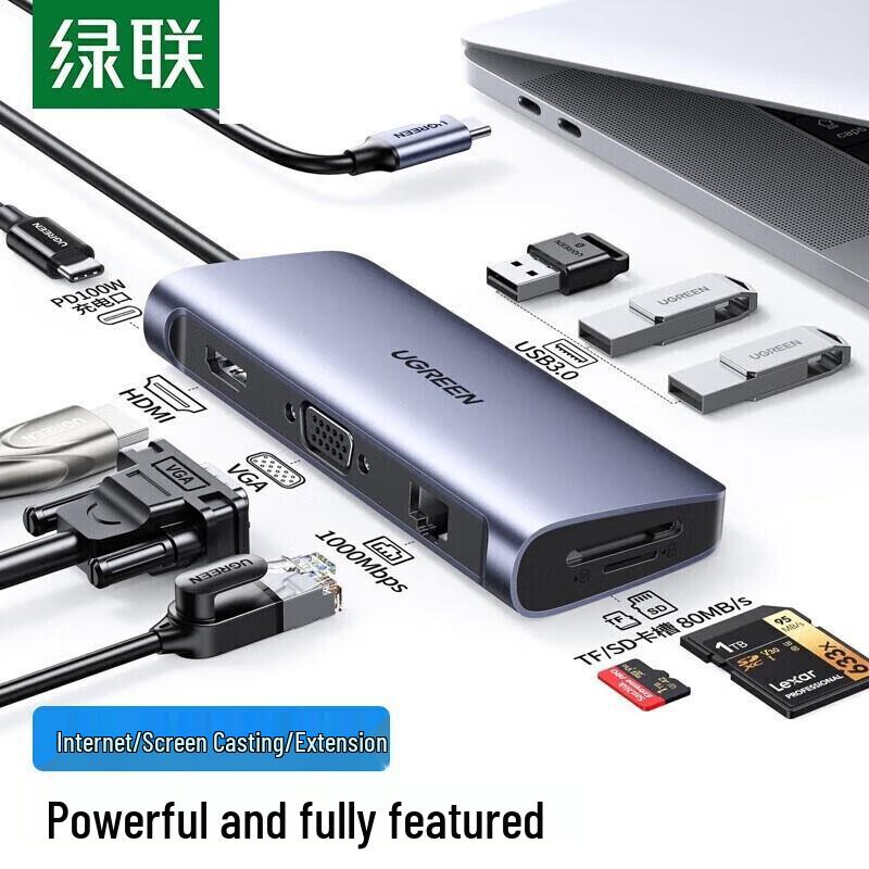 Ugreen Многопортовая док-станция USB-C 9-в-1
