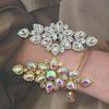 1pc Crystal AB Flatback Sew On Rhinestones Gold Silver Bottom for DIY Applique Wedding Dress Design