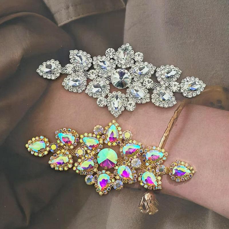 1pc Crystal AB Flatback Sew On Rhinestones Gold Silver Bottom for DIY Applique Wedding Dress Design