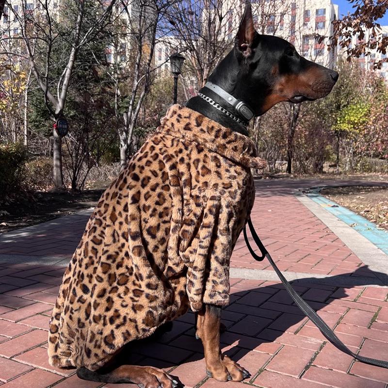 Luxury Leopard Clothes For Large Dogs Warm Fleece Dog Coat Fashion Doberman Jacket For Small Media Large Dogs ropa para perro