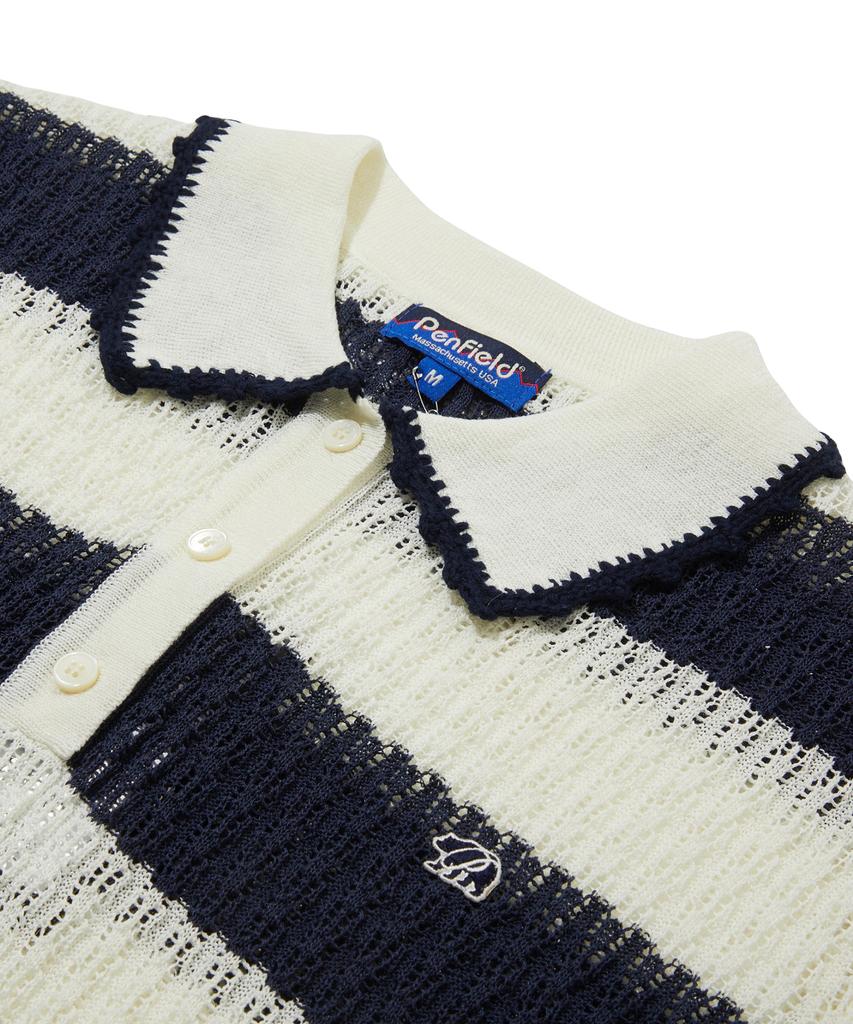 PENFIELD Вязаный топ в полоску с кружевным воротником Белый_Fs2Nt01F