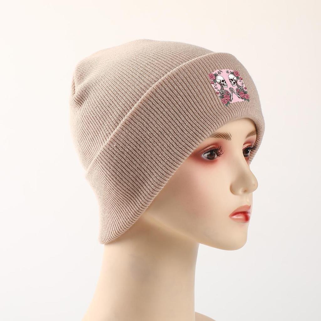Skeletons Couple Warm Knitted Hat Beanie, Valentine's Day Skullies Beanies Elastic Fit Sporting Gorro Knit Cap Beanie
