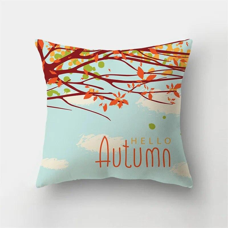 Autumn Landscape Printing Pillowcase Maple Leaf Tree Plant Sofa Cushion Cover Office Car Creative Decoration Home