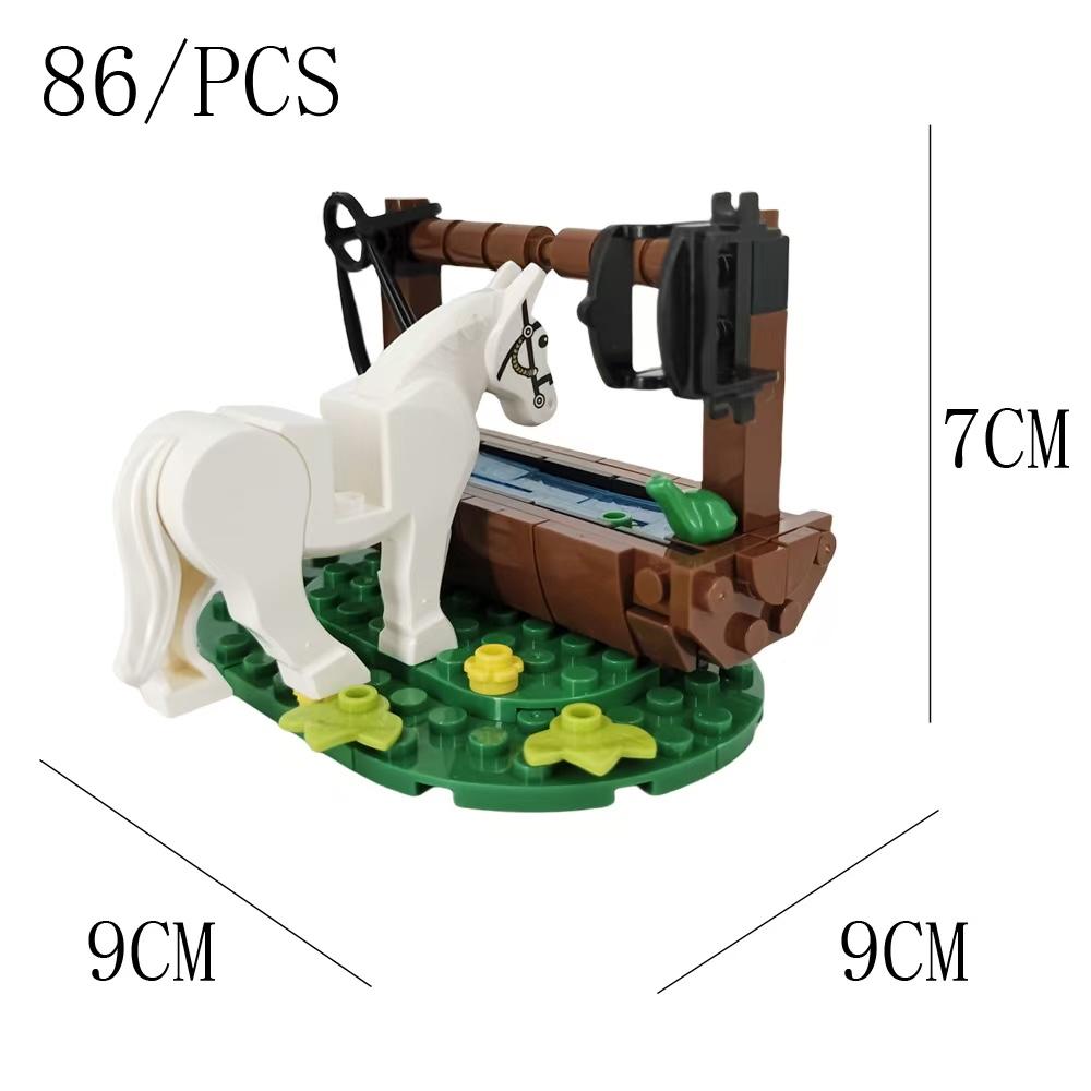MOC Medieval Building Blocks Soldier Figures Weapons Accessories Armor Shield Flag Transport Ox Horse Mini Brick Toy Gift X010