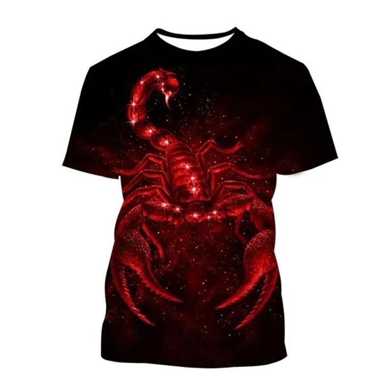 Новая летняя футболка со скорпионом, напечатанная на 3D-принтере, для мужчин и женщин, модная футболка с животным принтом, с круглым вырезом и короткими рукавами, оверсайз, в стиле Харадзюку