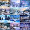 DIY Full Round Drill 5D Diamond Painting Snow Scenic Embroidery Landscape Mosaic Resin Cross Stitch Home Decor Art Gift