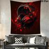 Black and Red Headphones Pattern Home Decor Tapestry, Wall Hanging, Decorative RV Wall Cloth.MGT0918278