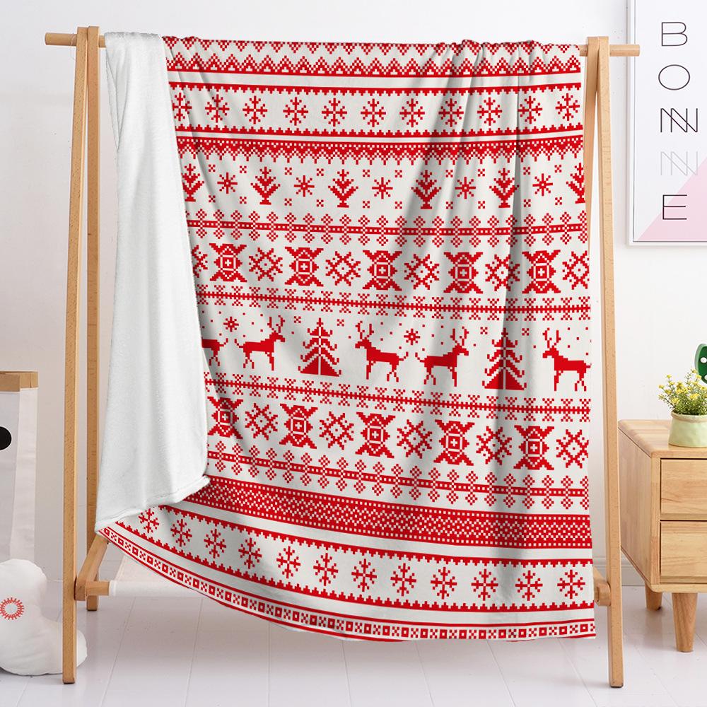 Blanket Small Fresh 3D Digital Printed Blanket Christmas Flannel Blanket Single Layer Blanket
