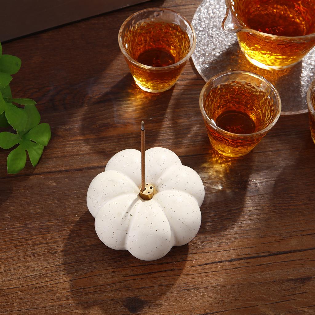 Креативная керамическая тыквенная курильница с 4 отверстиями, латунный держатель для благовоний, буддийские принадлежности для домашнего декора