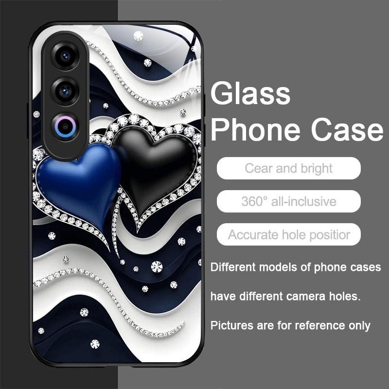 Стильный Черно-Белый Чехол-Сердце с Жемчугом из Закаленного Стекла для Oneplus 13R 12 11 10 9 Nord CE4 3 2 Lite ACE2 ACE3 Pro