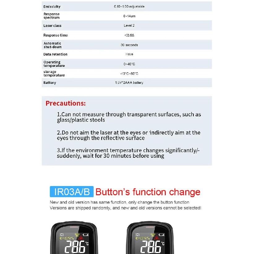 Digital Infrared Thermometer Laser Temperature Meter Non-contact 800 Degree Or 1472Fahrenheit Pyrometer IR Termometro Color LCD