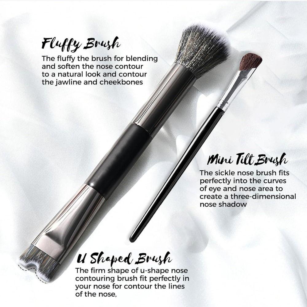 2Pcs 2-in-1 Nose Contour Brush Set Double Head Cosmetic Brush Kit Makeup Brush Concealer