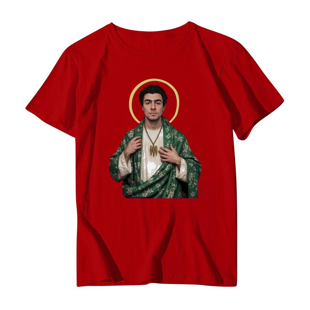 Унисекс Повседневный свободный принтованный свитер с круглым вырезом и коротким рукавом