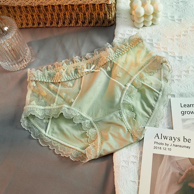 Женское нижнее белье из чистого хлопка с антибактериальным кружевом в области шагового шва, удобные бесшовные трусики для девочек, летние, со средней и высокой талией, дышащие, с треугольными чашечками