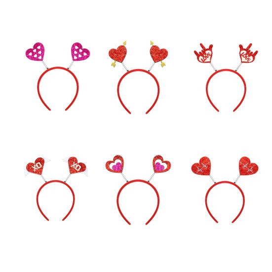 Ободок на голову в виде сердца на День святого Валентина, блестящий красный аксессуар для волос в виде сердца для Хэллоуина, праздника, свадьбы, дня рождения, костюма