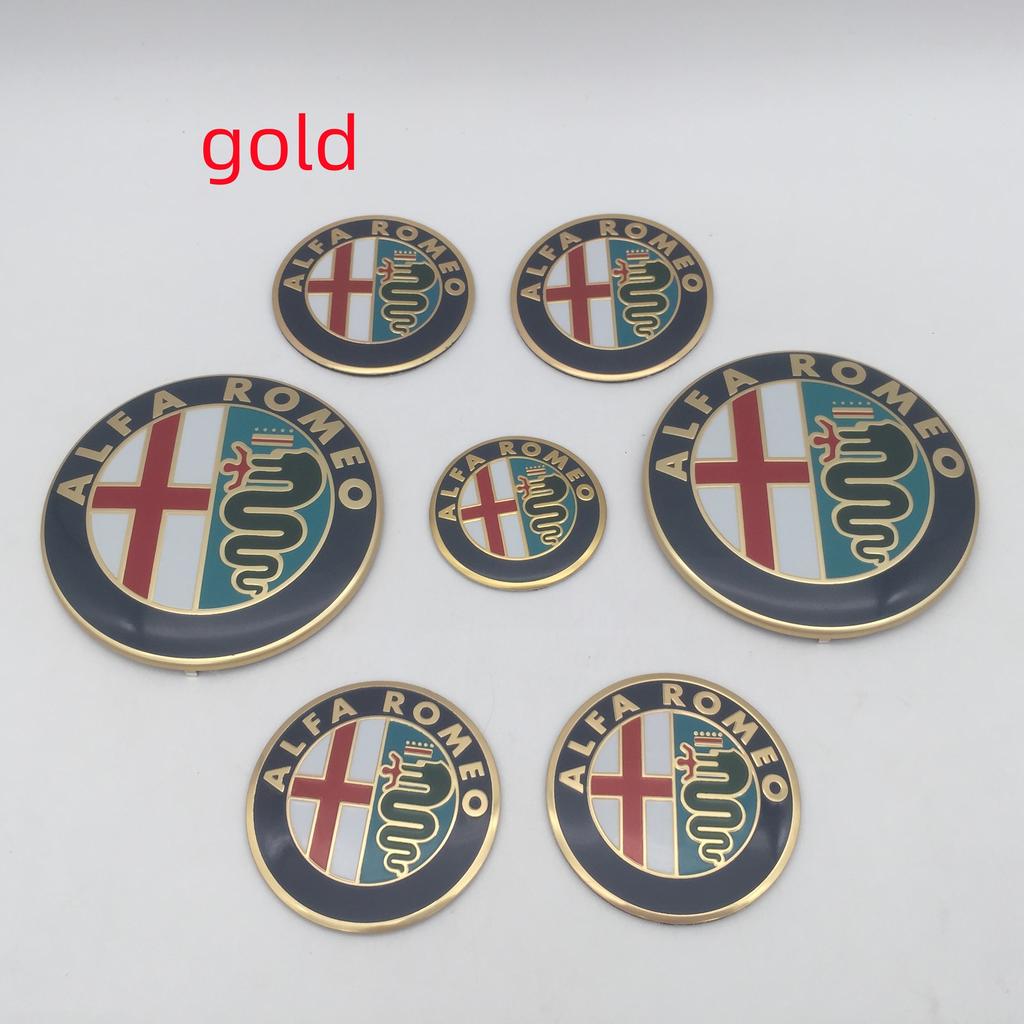 2026 Hot Sticker 7pcs forAlfa Romeo Car emblem Wheel Cover caps front Hood badge rear Trunk Steering sticker Styling 2x74mm , 4x