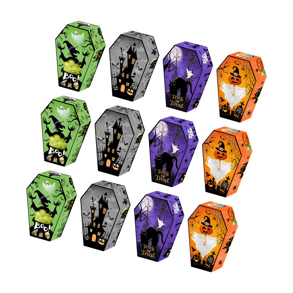 12 шт. Подарочные коробки в виде надгробий на Хэллоуин из кардстока 250 г/м² Коробки для угощений, коробки для упаковки печенья и конфет для празднования фестиваля