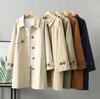 Women Long Trench Coat Jacket Hooded Oversized Loose Pockets Button Tops Casual