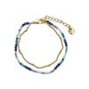 Bracelet - Aiel - Cristal bleu foncé - finition or jaune 18K - 15 cm + 3 cm d'extension - Mousqueton