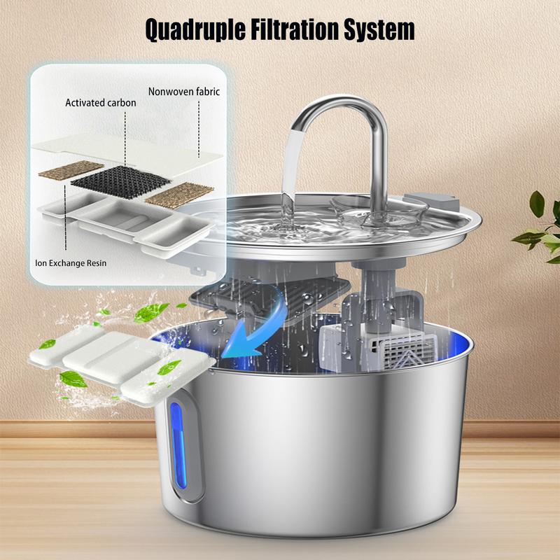 New Cat Dog Water Fountain Stainless Steel Water Dispenser for Cats Dog Automatic Fountain with Sensor Filters Dog Drinker