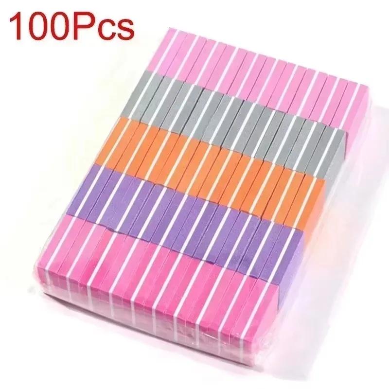 10-100PCS Double-sided Mini Nail File Blocks Colorful Sponge Nail Polish Sanding Buffer Strips Polishing Manicure Nail Art Tools
