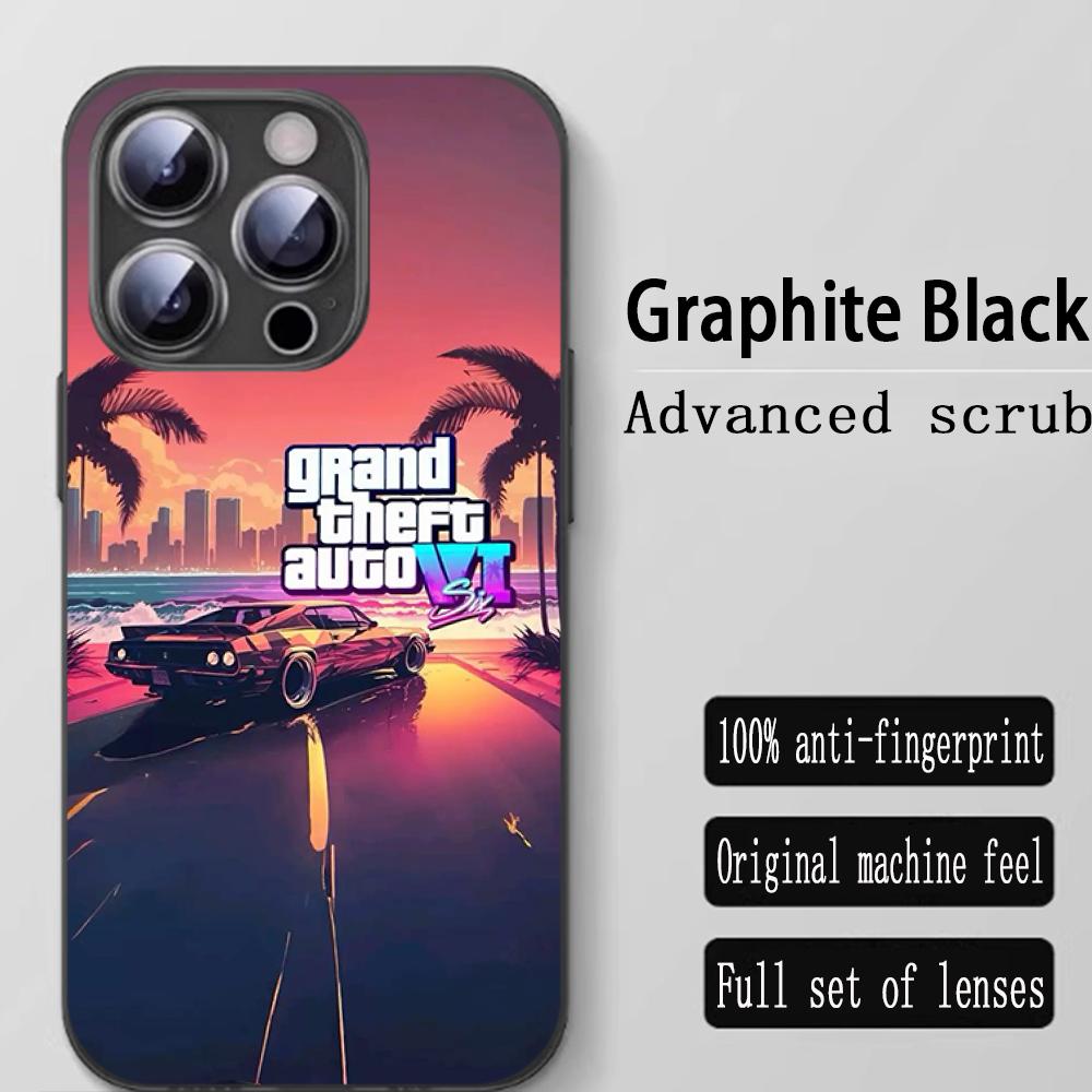 Чехол для телефона с дизайном в стиле Gta-6 для iPhone 16 15 14 13 12 11 X XR XS 8 Plus Mini Pro Max Мягкий черный Ударопрочный чехол