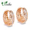 MINTHA Handmade Rose Gold Color Fashion Round Clip Earrings For Women Bridal Earrings Hypoallergenic Earrings for Birthday Party Jewelry Gift