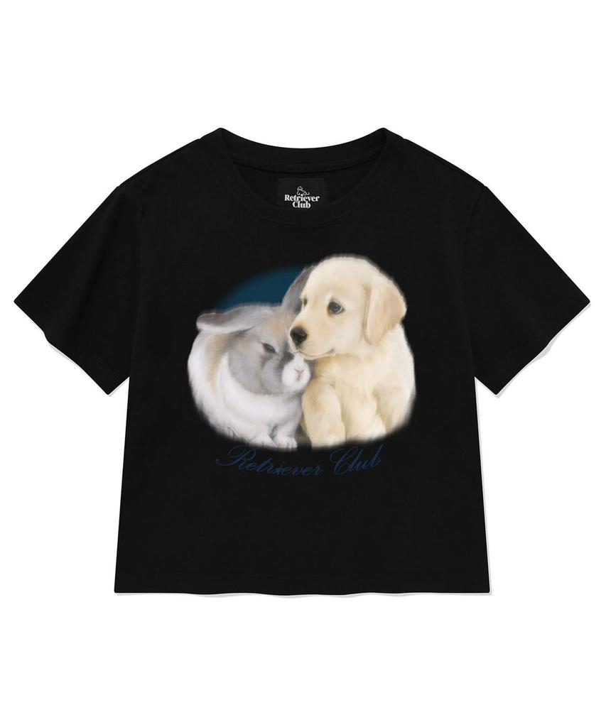 RETRIEVER CLUB Puppy N Rabbit Crop Tee [Black]