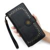 Women's Oil Wax Leather Zipper Wallet with Coin Purse & ID Holder