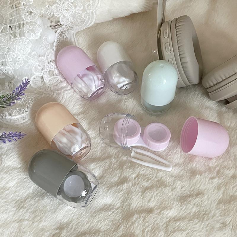 1 шт. Контейнер для контактных линз конфетного цвета, однотонный портативный футляр для контактных линз с пинцетом и присоской, набор для дорожного набора, держатель